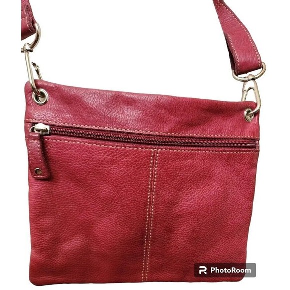 Fossil Buttery Soft Leather Crossbody Bag Multiple Pockets Dark Red/Burgundy - Picture 4 of 6